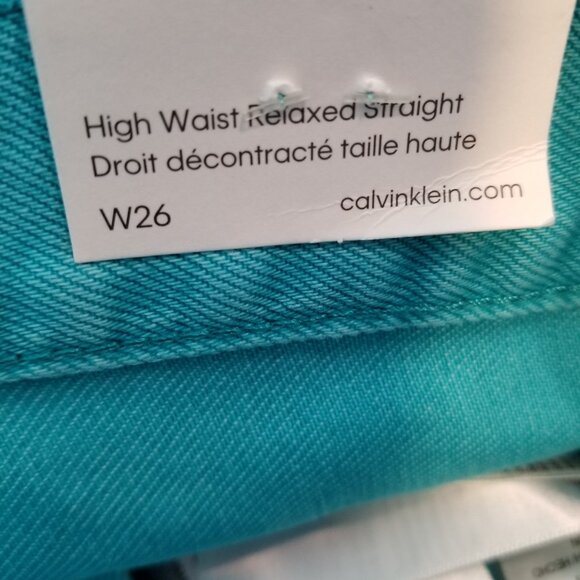 Calvin Klein High Waisted Relaxed Straight Leg Jeans Size 26 Teal NWT - Picture 7 of 11